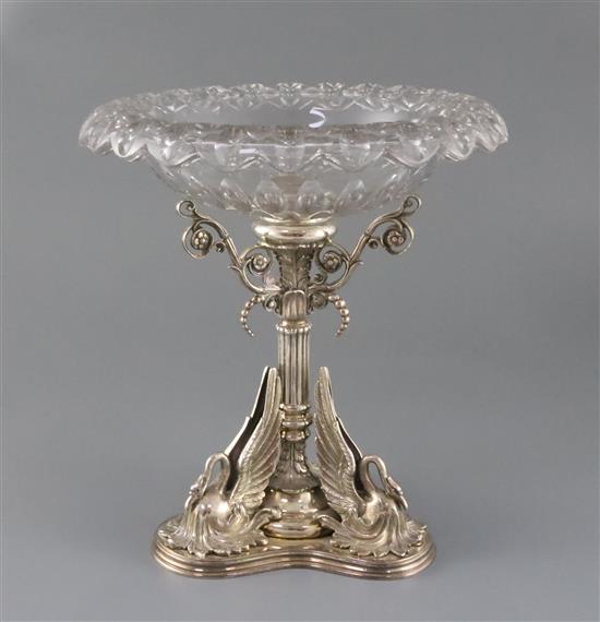 A Victorian silver plated centrepiece, retailed by Collis & Co, London,